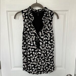 Floral Black and White Sleeveless Top